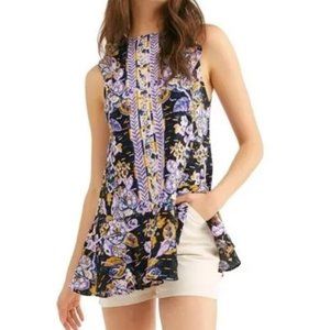 Free People Summer in Tulum Tunic size Small Bohemian Floral Ruffle